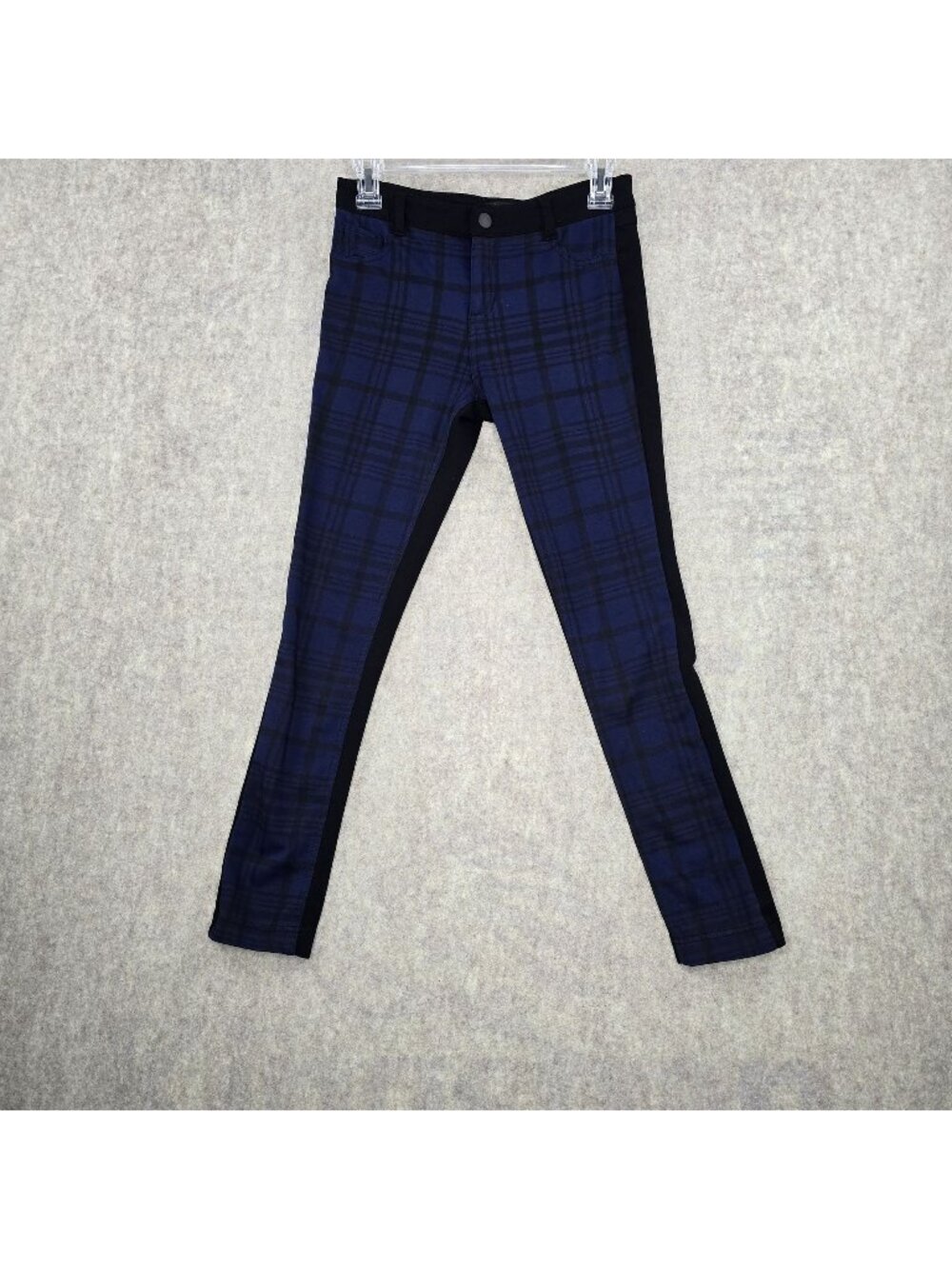 Shinestar Women Plaid Slim-Fit Blue/Black Mid Rise Rayon/Nylon/Spandex Size M
